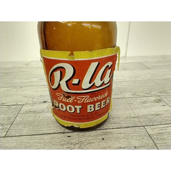 VTG R-Laโ Root Beer 12oz Soda Bottle Ace Bottling Paper Label Steinie Barn Find - Picture 4 of 14